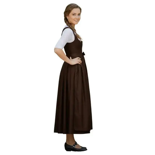 Brown Cotton Dirndl Maxi – Authentic Bavarian Tracht 2026 - Alpine Dirndl