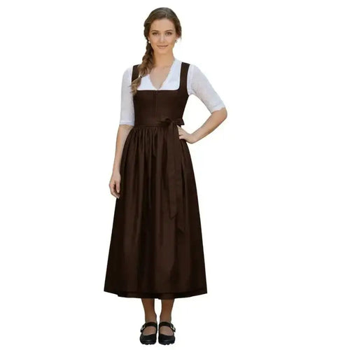 Brown Cotton Dirndl Maxi – Authentic Bavarian Tracht 2026 - Alpine Dirndl