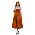 Burnt Orange Velvet Dirndl Midi Dress – All-Orange Monochrome Bavarian Tracht for Oktoberfest 2026 - Alpine Dirndl
