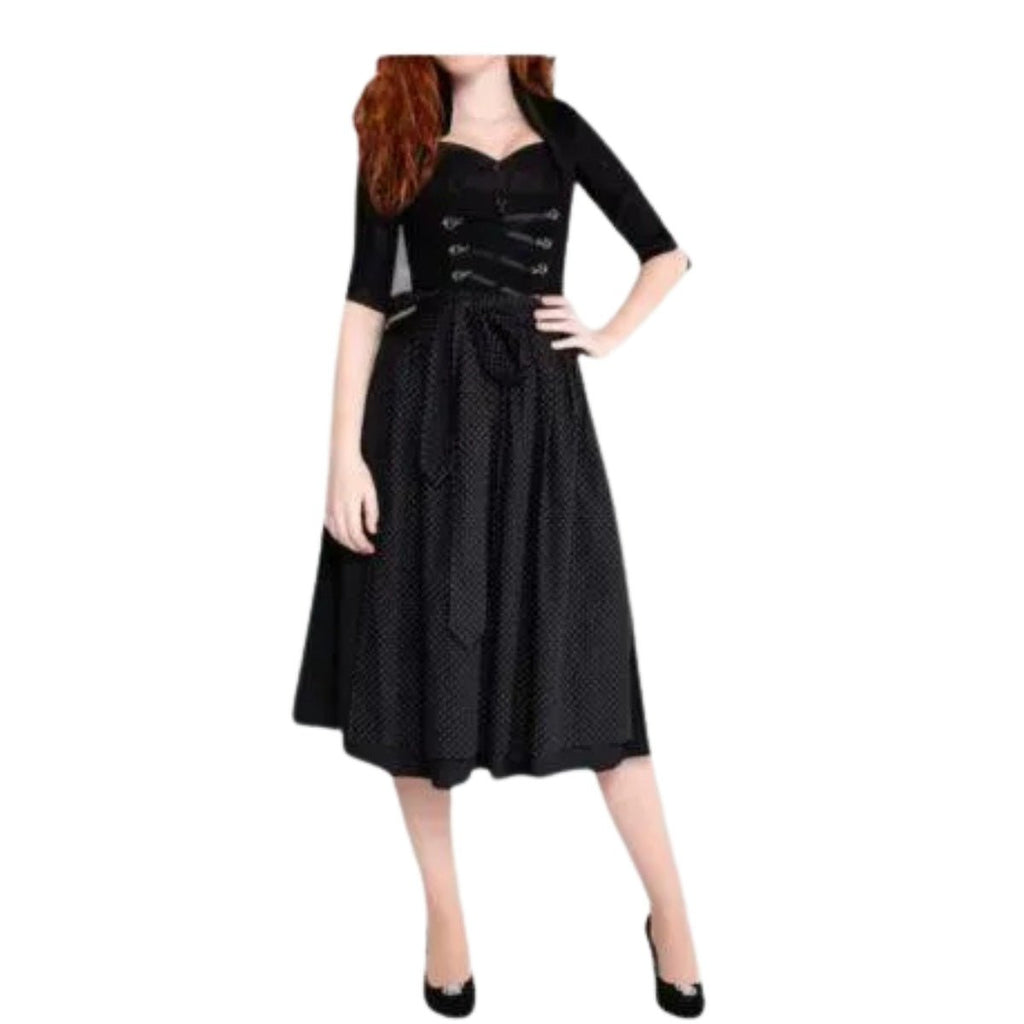 Dirndl Dress Black Corset Polka Dot - Alpine Dirndl