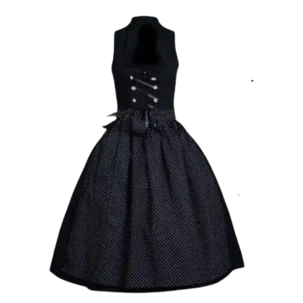 Dirndl Dress Black Corset Polka Dot - Alpine Dirndl