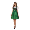 Dirndl Dress Black Cotton Green Satin Short - Alpine Dirndl