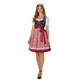 Dirndl Dress Black Cotton Red Gingham Short - Alpine Dirndl