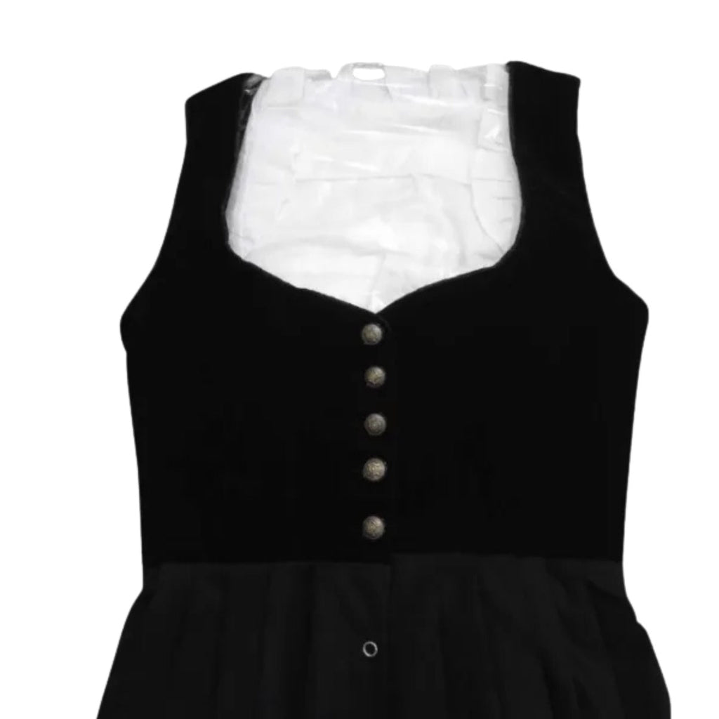 Dirndl Dress Black Velvet Detachable Sleeves - Alpine Dirndl
