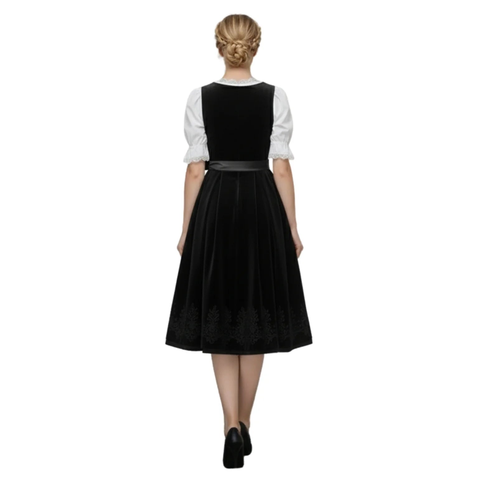 Dirndl Dress Black Velvet Embroidered - Alpine Dirndl