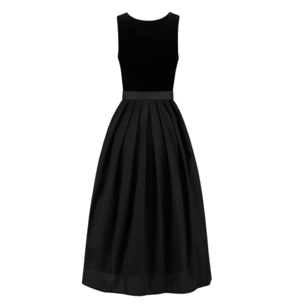 Dirndl Dress Black Velvet Sweetheart Sleeveless - Alpine Dirndl