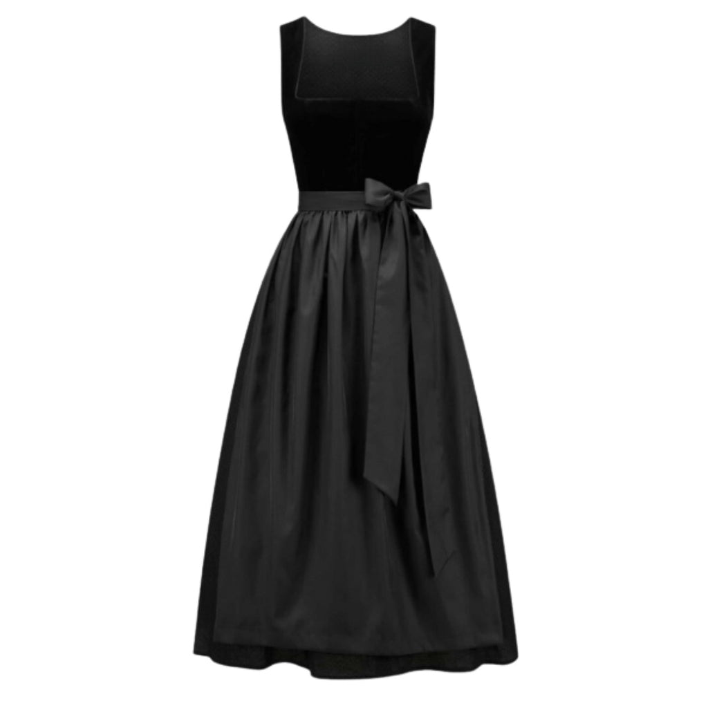 Dirndl Dress Black Velvet Sweetheart Sleeveless - Alpine Dirndl
