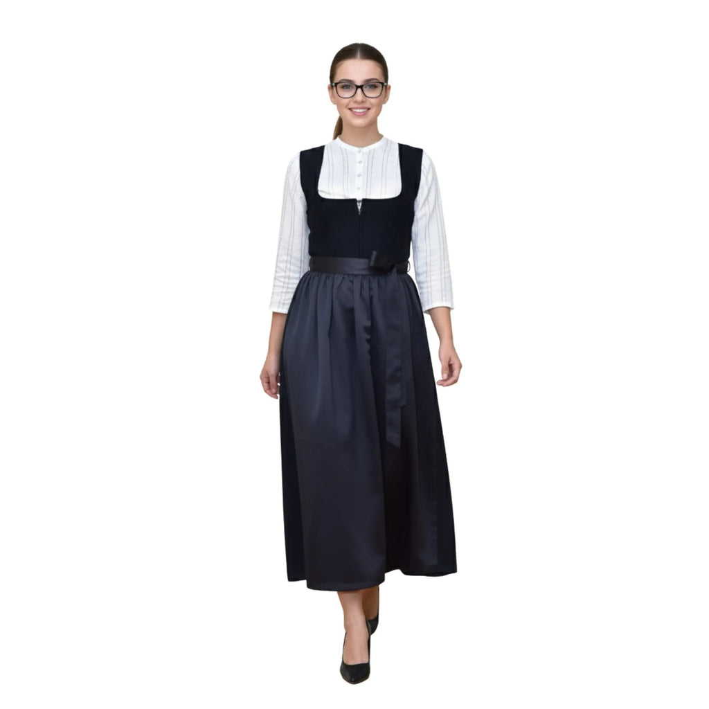 Dirndl Dress Black Wool Winter Long - Alpine Dirndl