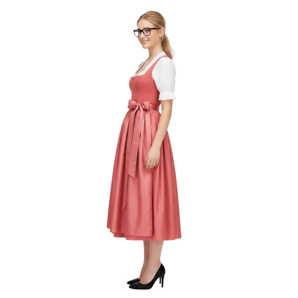 Dirndl Dress Coral Pink One Piece - Alpine Dirndl