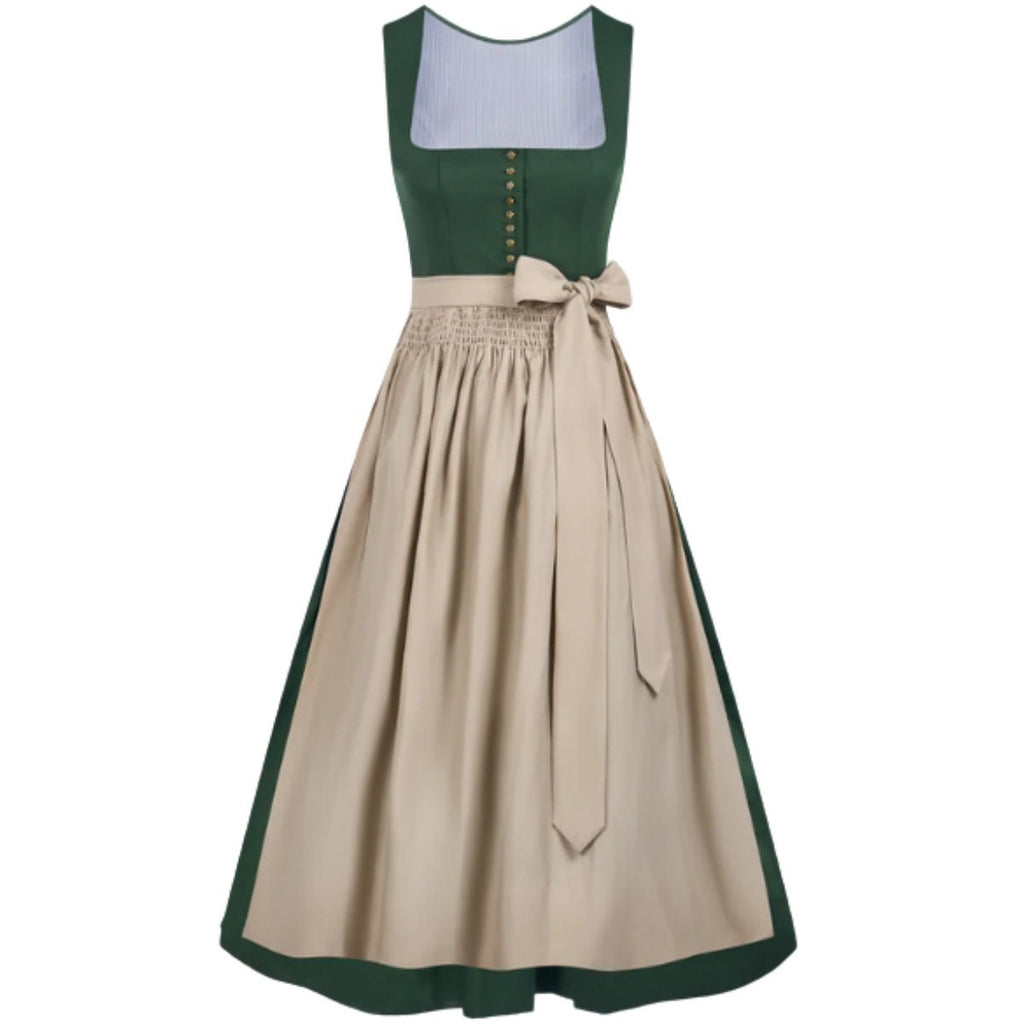 Dirndl Dress Forest Green Beige Apron - Alpine Dirndl