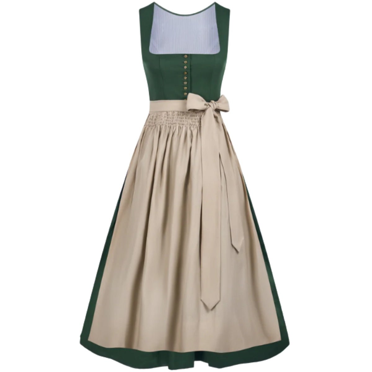 Dirndl Dress Forest Green Beige Apron - Alpine Dirndl