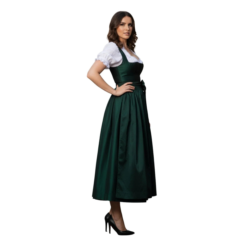 Dirndl Dress Forest Green Satin Sweetheart - Alpine Dirndl