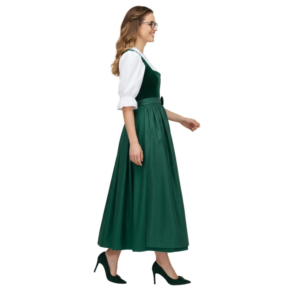 Dirndl Dress Forest Green Velvet One Piece - Alpine Dirndl