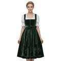 Dirndl Dress Green Velvet Embroidered - Alpine Dirndl
