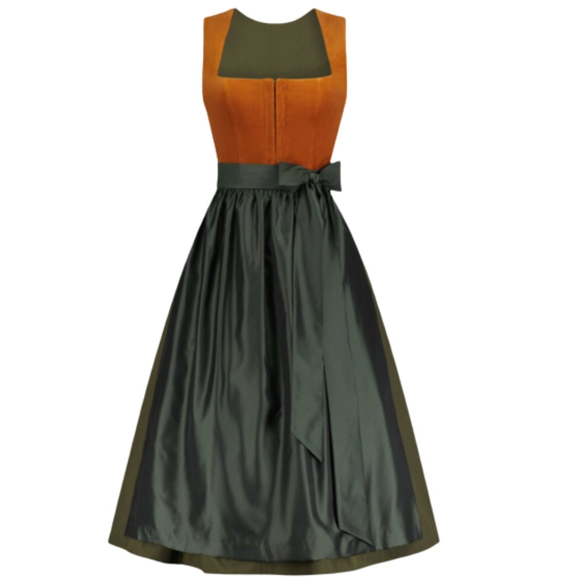 Dirndl Dress Rust Orange Olive Green - Alpine Dirndl