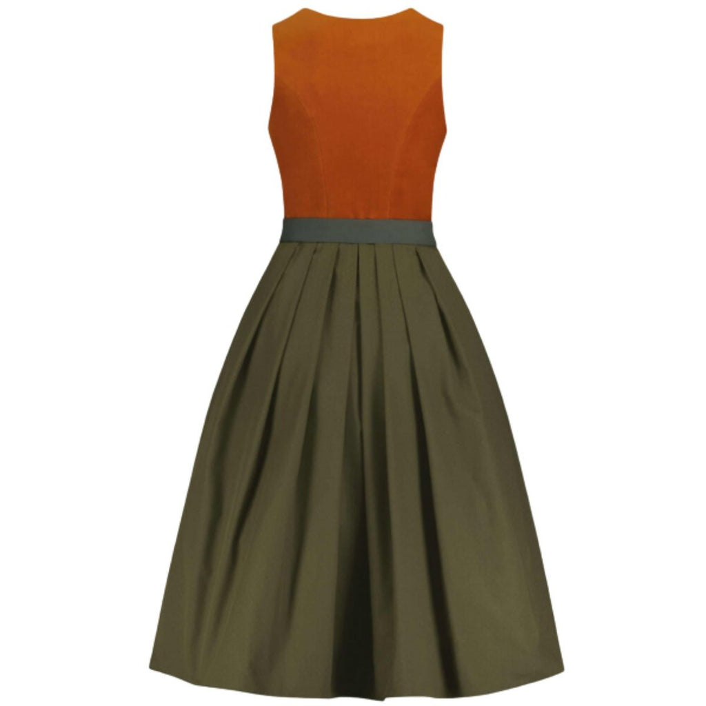 Dirndl Dress Rust Orange Olive Green - Alpine Dirndl