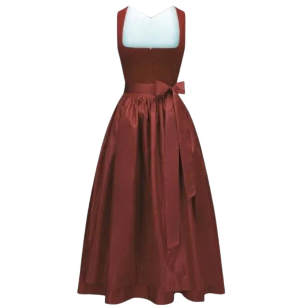 Dirndl Dress Rust Red Velvet Sleeveless - Alpine Dirndl