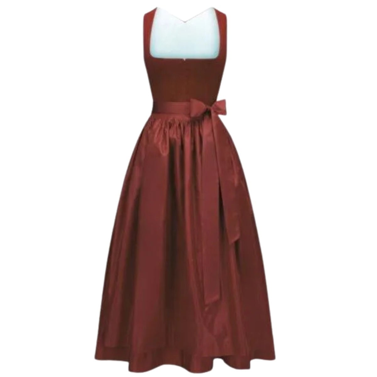 Dirndl Dress Rust Red Velvet Sleeveless - Alpine Dirndl