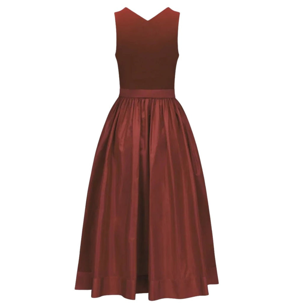 Dirndl Dress Rust Red Velvet Sleeveless - Alpine Dirndl