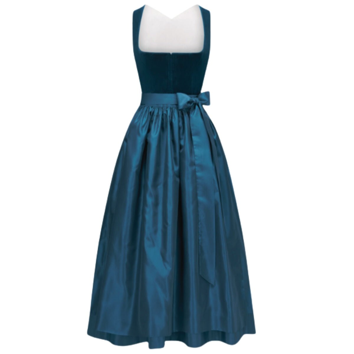 Dirndl Dress Teal Velvet Sweetheart Sleeveless - Alpine Dirndl