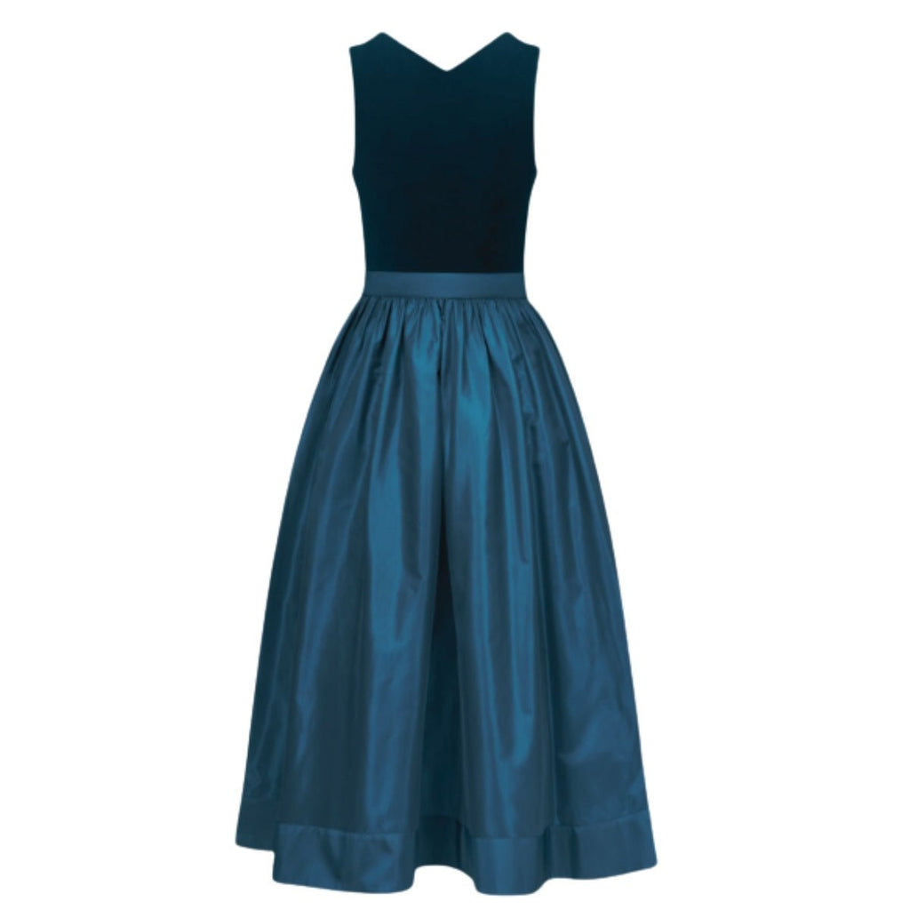 Dirndl Dress Teal Velvet Sweetheart Sleeveless - Alpine Dirndl