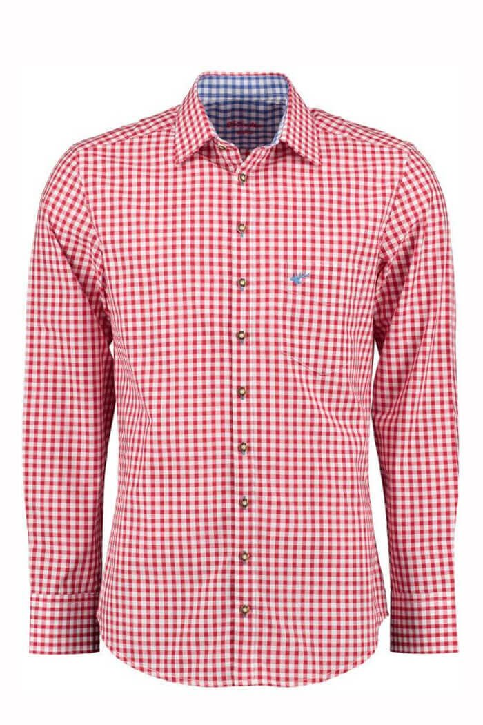Fredericksburg Red Lederhosen Shirt for Men - Alpine Dirndl