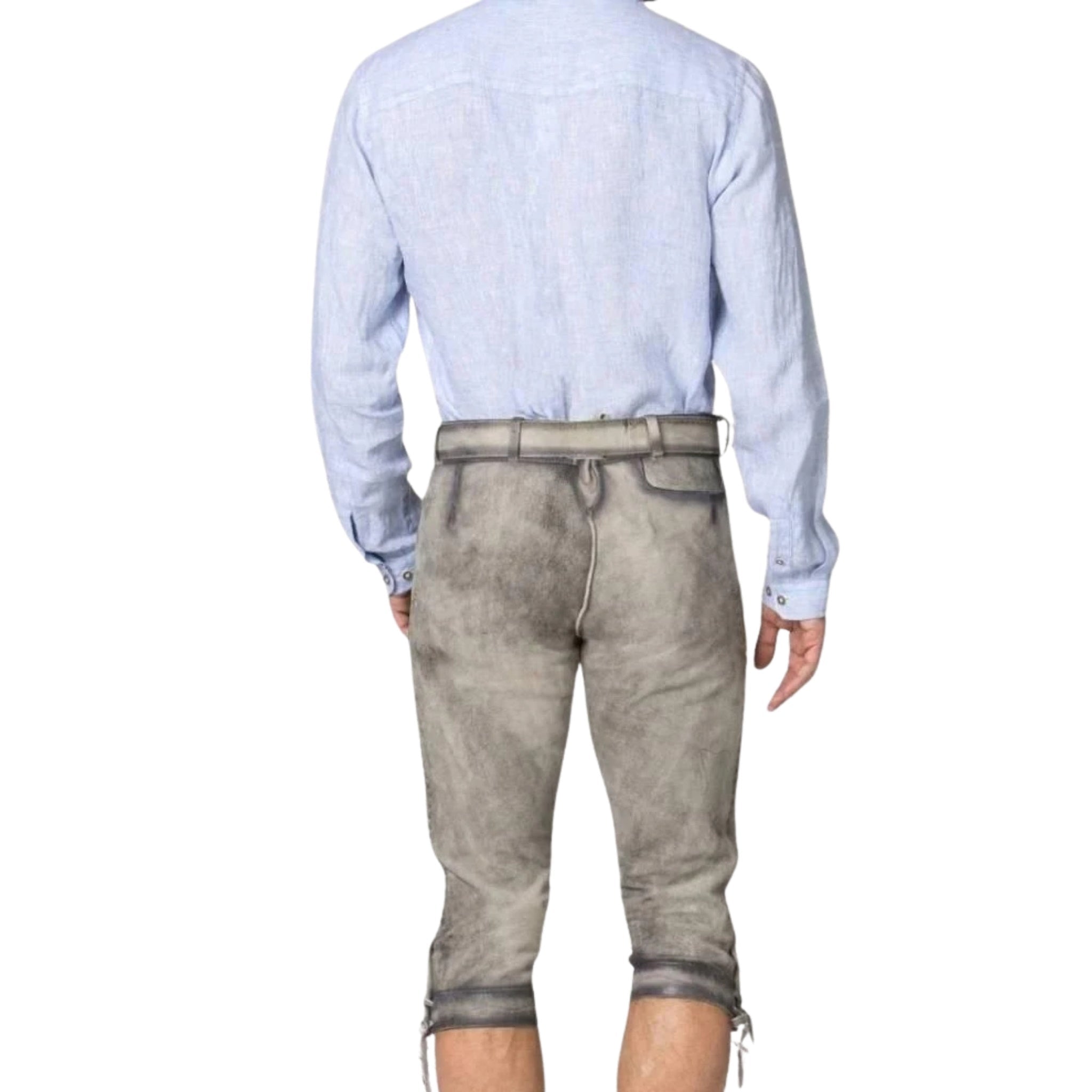 Grey Leather Lederhosen | Men's Kniebundhosen Pants - Alpine Dirndl