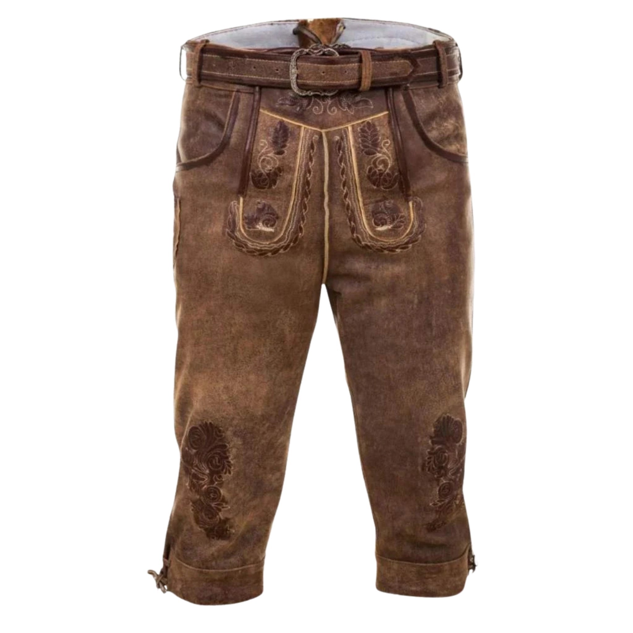 Heritage Brown Bundhosen | Knee-Length Lederhosen | Alpine Dirndl - Alpine Dirndl