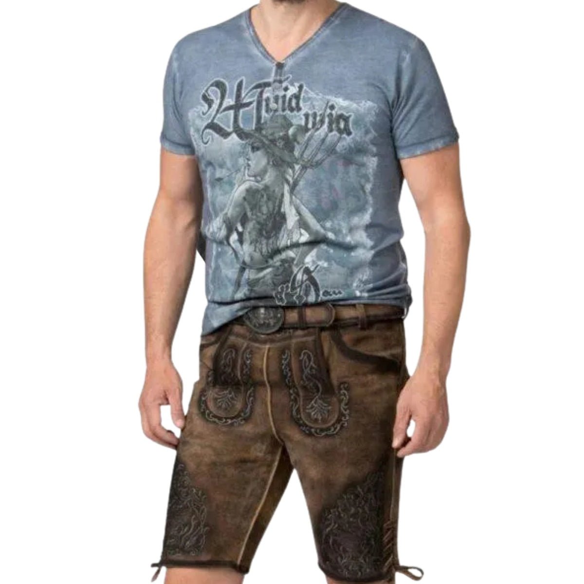 Lederhosen Outfit Set Brown Suede Complete - Alpine Dirndl
