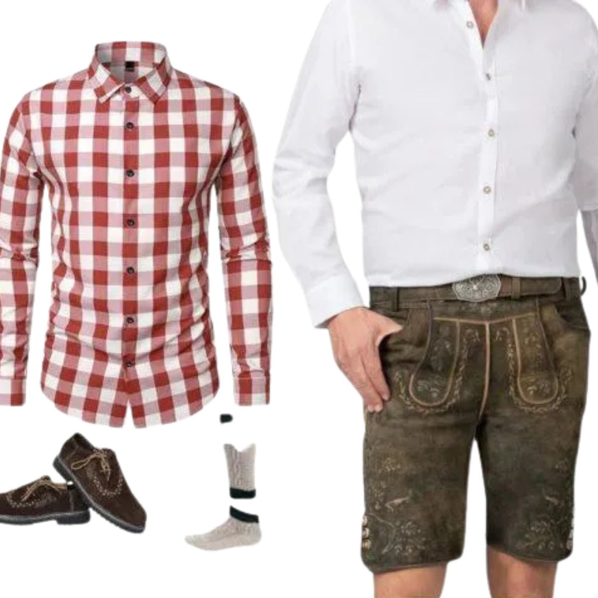 Lederhosen Outfit Set Olive Suede Complete - Alpine Dirndl