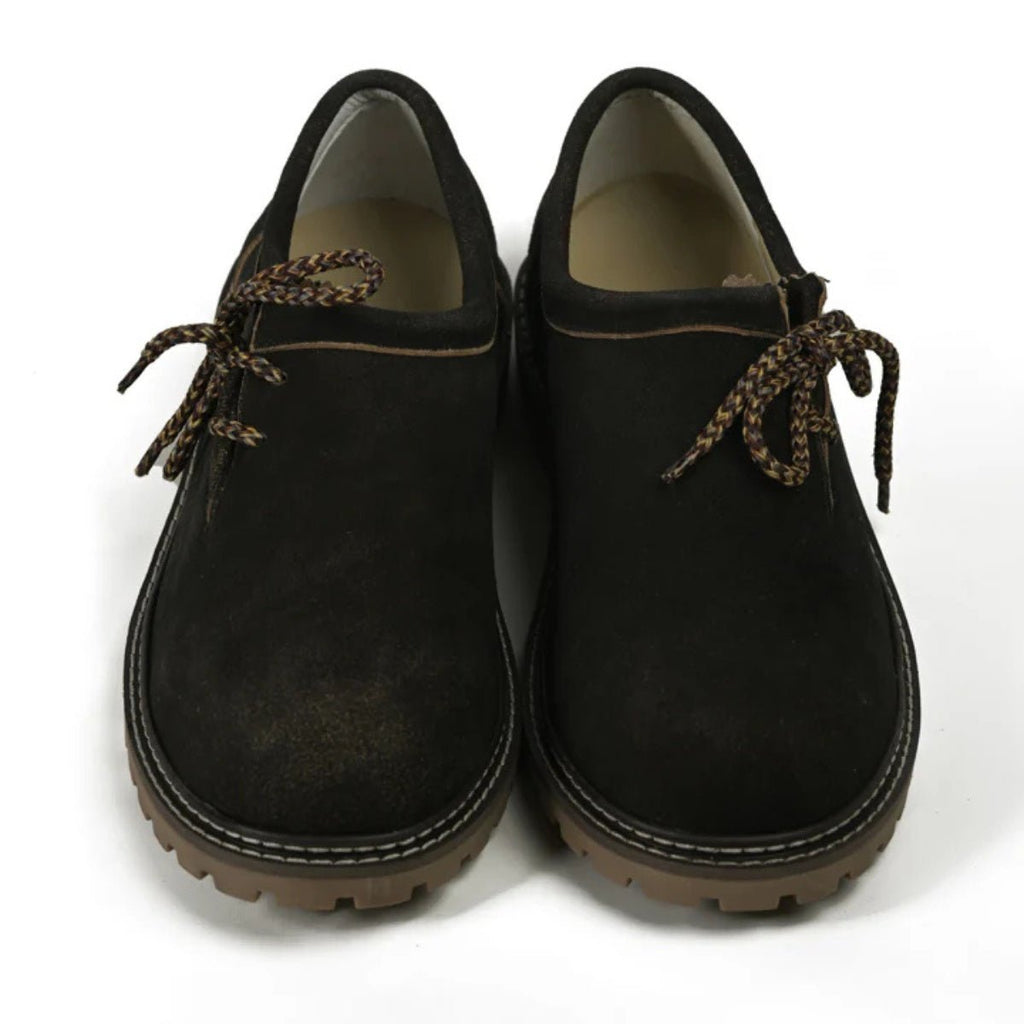 Lederhosen Shoes Black Suede Lace-Up - Alpine Dirndl