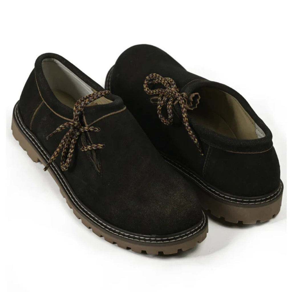 Lederhosen Shoes Black Suede Lace-Up - Alpine Dirndl