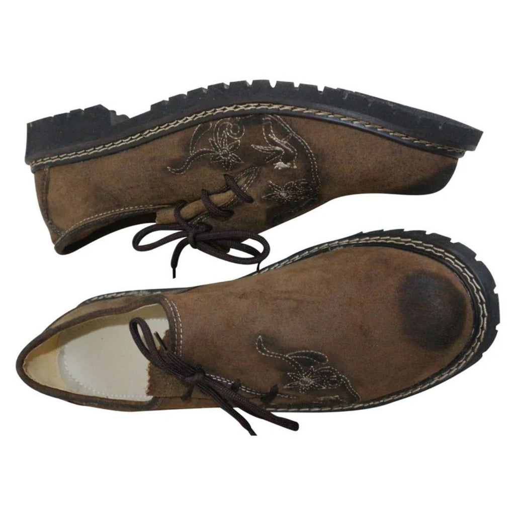 Lederhosen Shoes Embroidered Edelweiss Suede - Alpine Dirndl