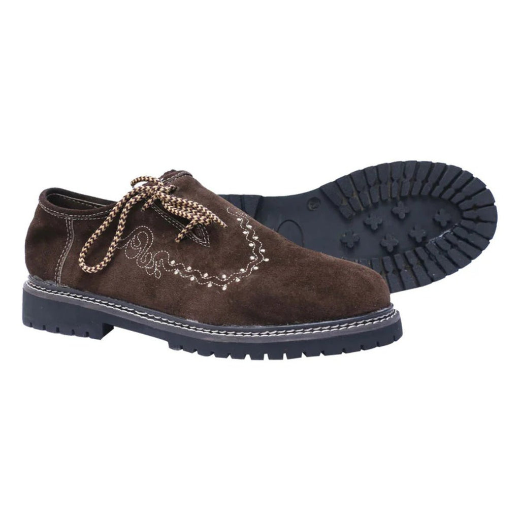 Lederhosen Shoes Espresso Brown Embroidered - Alpine Dirndl
