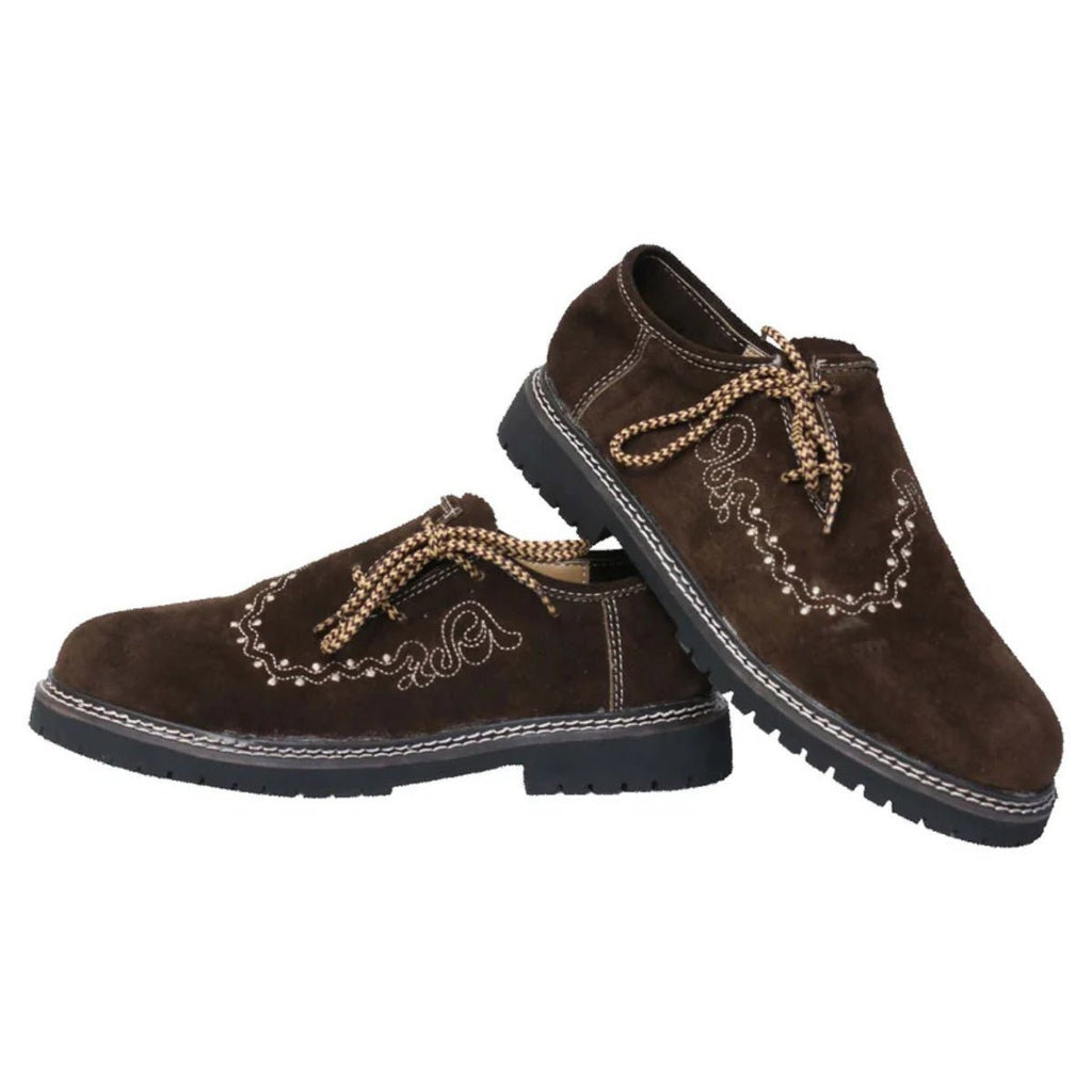 Lederhosen Shoes Espresso Brown Embroidered - Alpine Dirndl