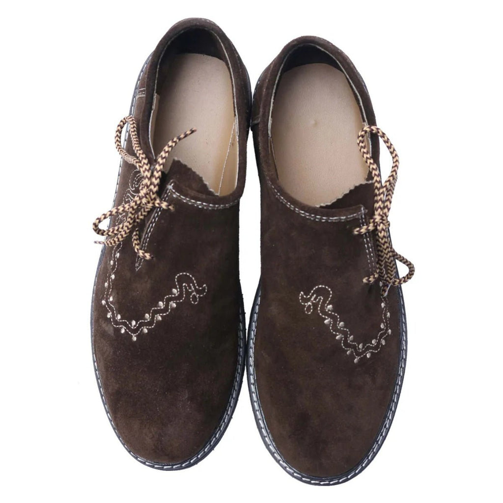 Lederhosen Shoes Espresso Brown Embroidered - Alpine Dirndl