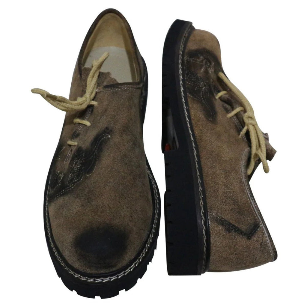 Lederhosen Shoes Smoky Suede Embroidered - Alpine Dirndl