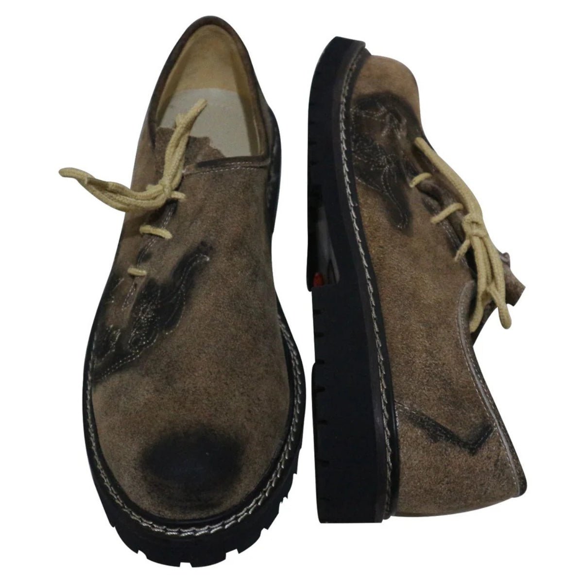 Lederhosen Shoes Smoky Suede Embroidered - Alpine Dirndl