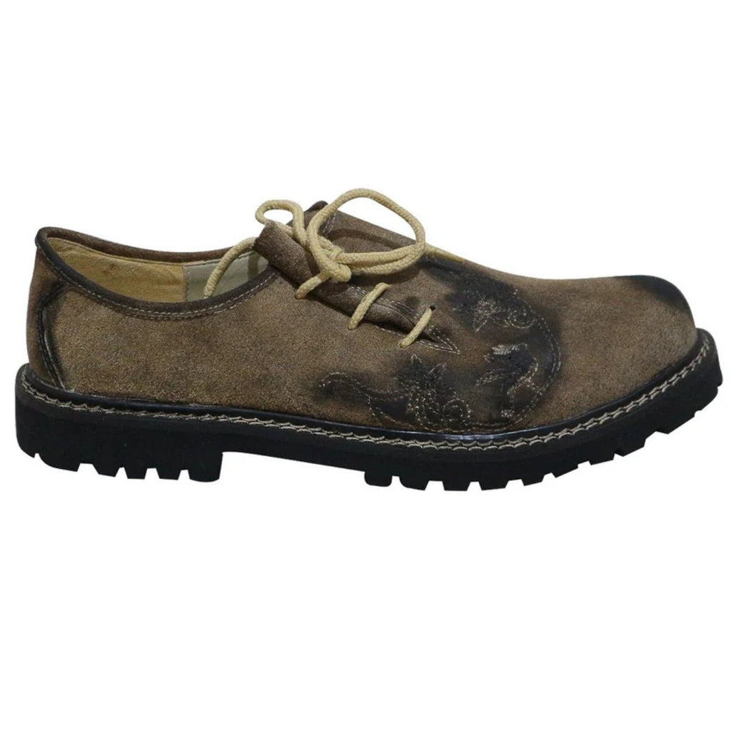 Lederhosen Shoes Smoky Suede Embroidered - Alpine Dirndl