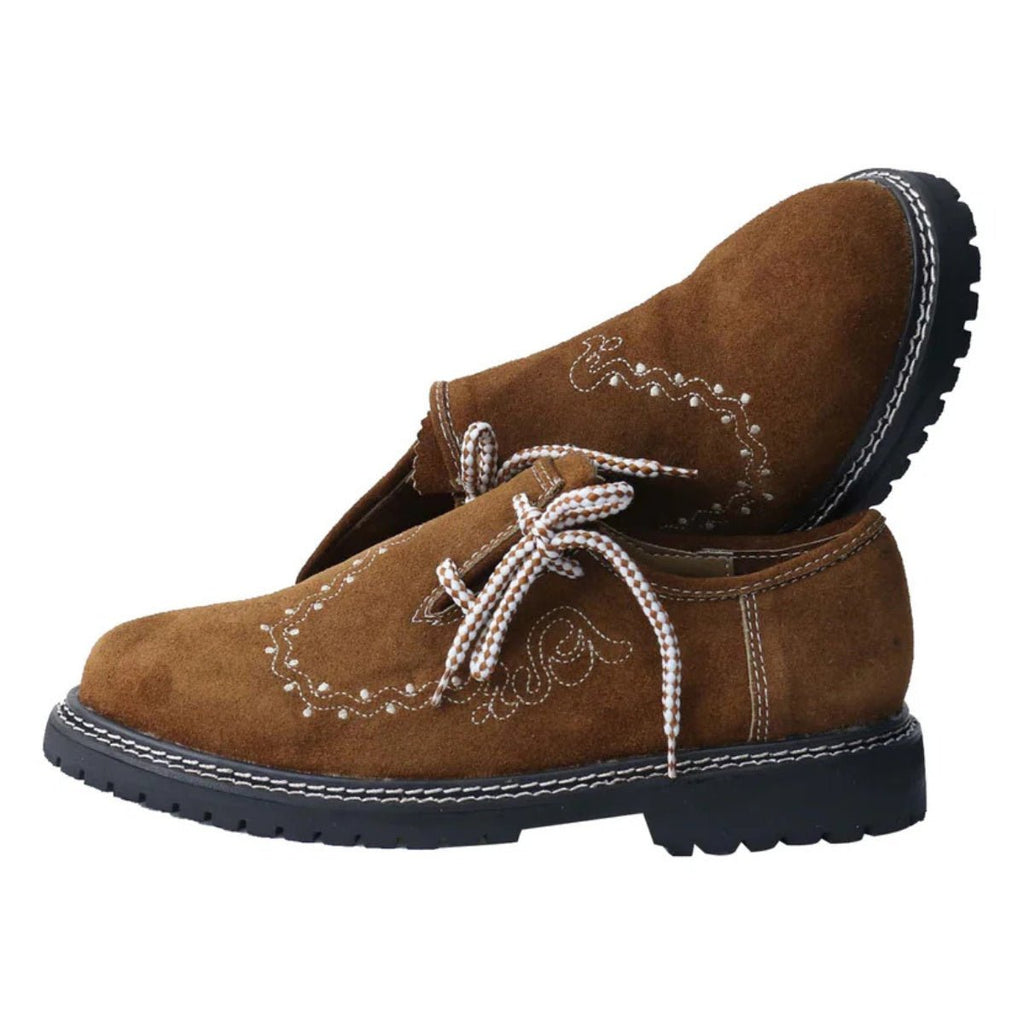 Lederhosen Shoes Tan Suede Embroidered - Alpine Dirndl