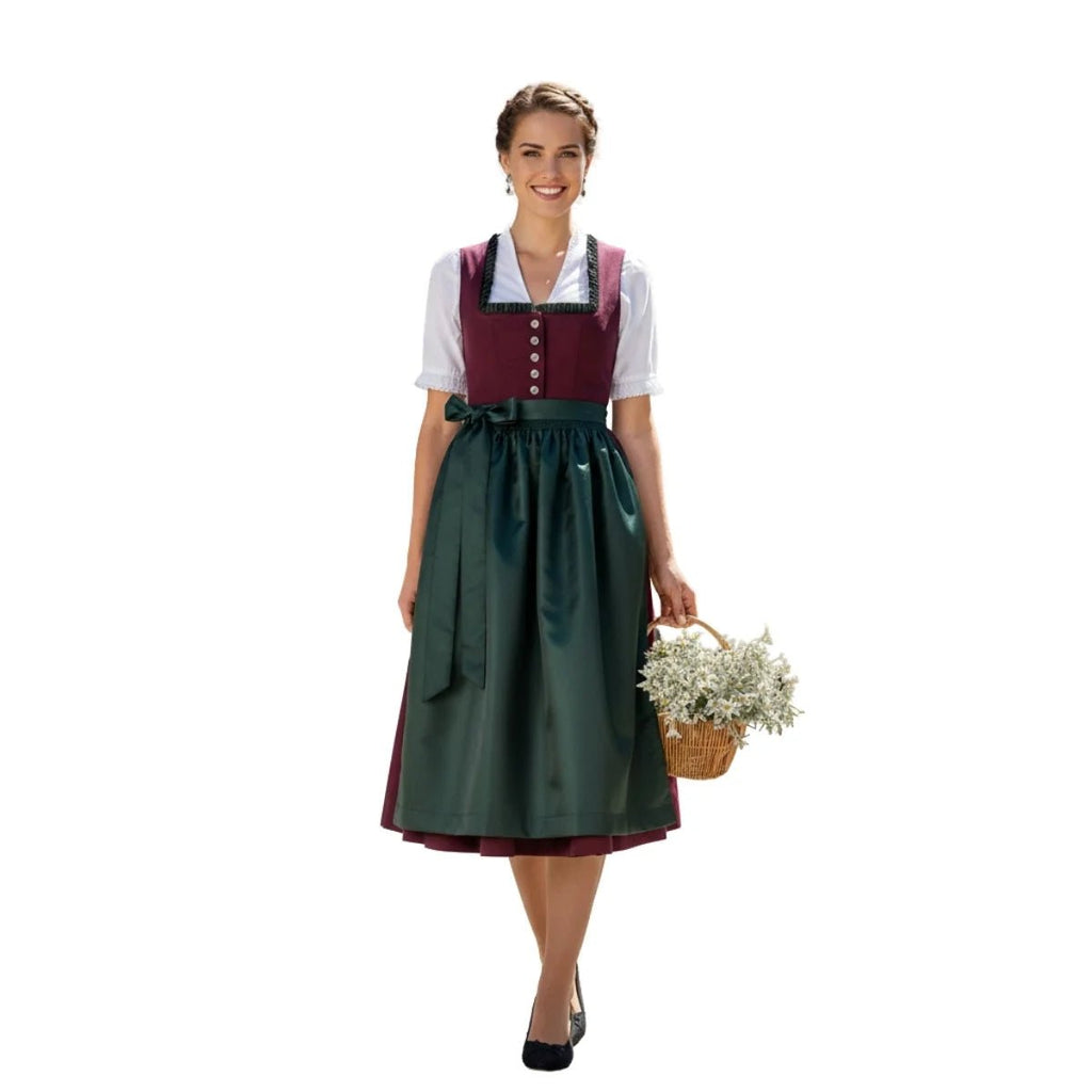 Maroon & Green Dirndl – Traditional Bavarian Tracht 2026 - Alpine Dirndl