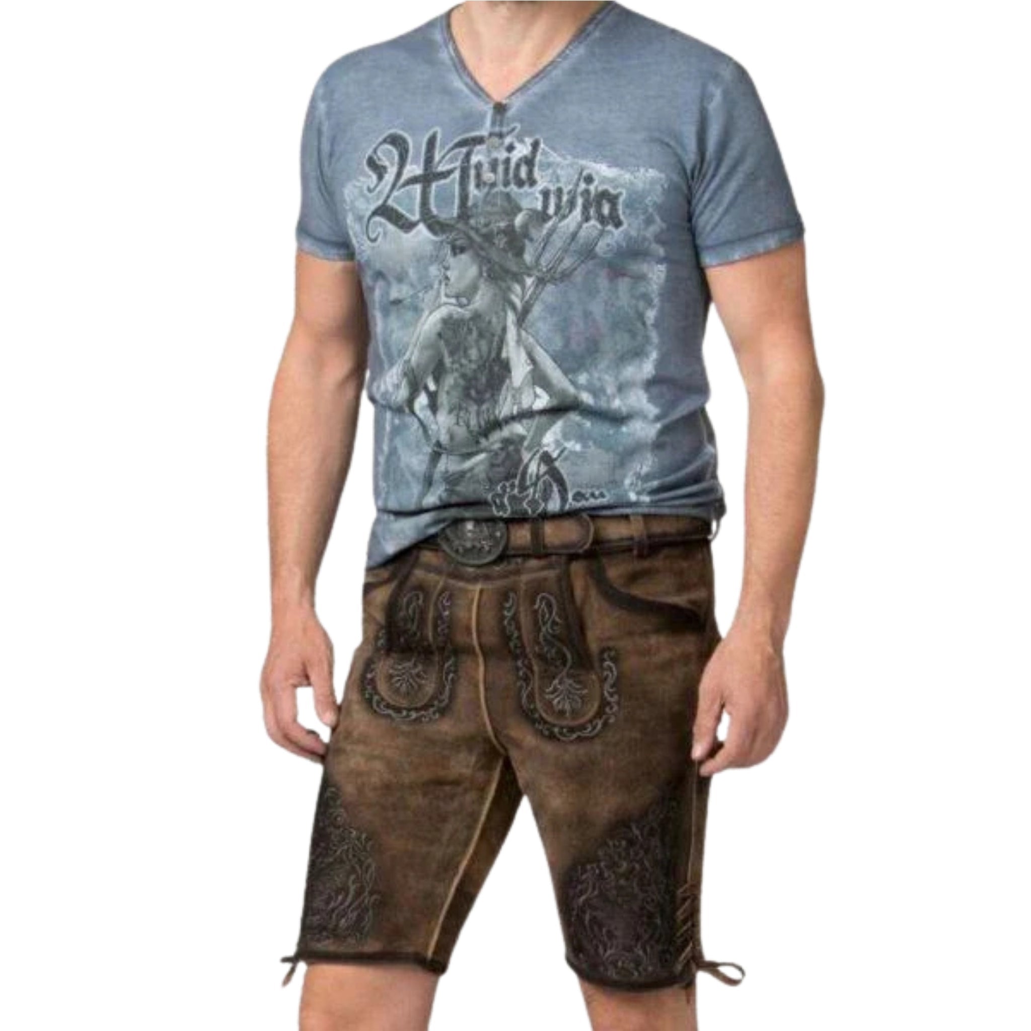 Men's Bavarian Lederhosen Shorts | Authentic Leather - Alpine Dirndl