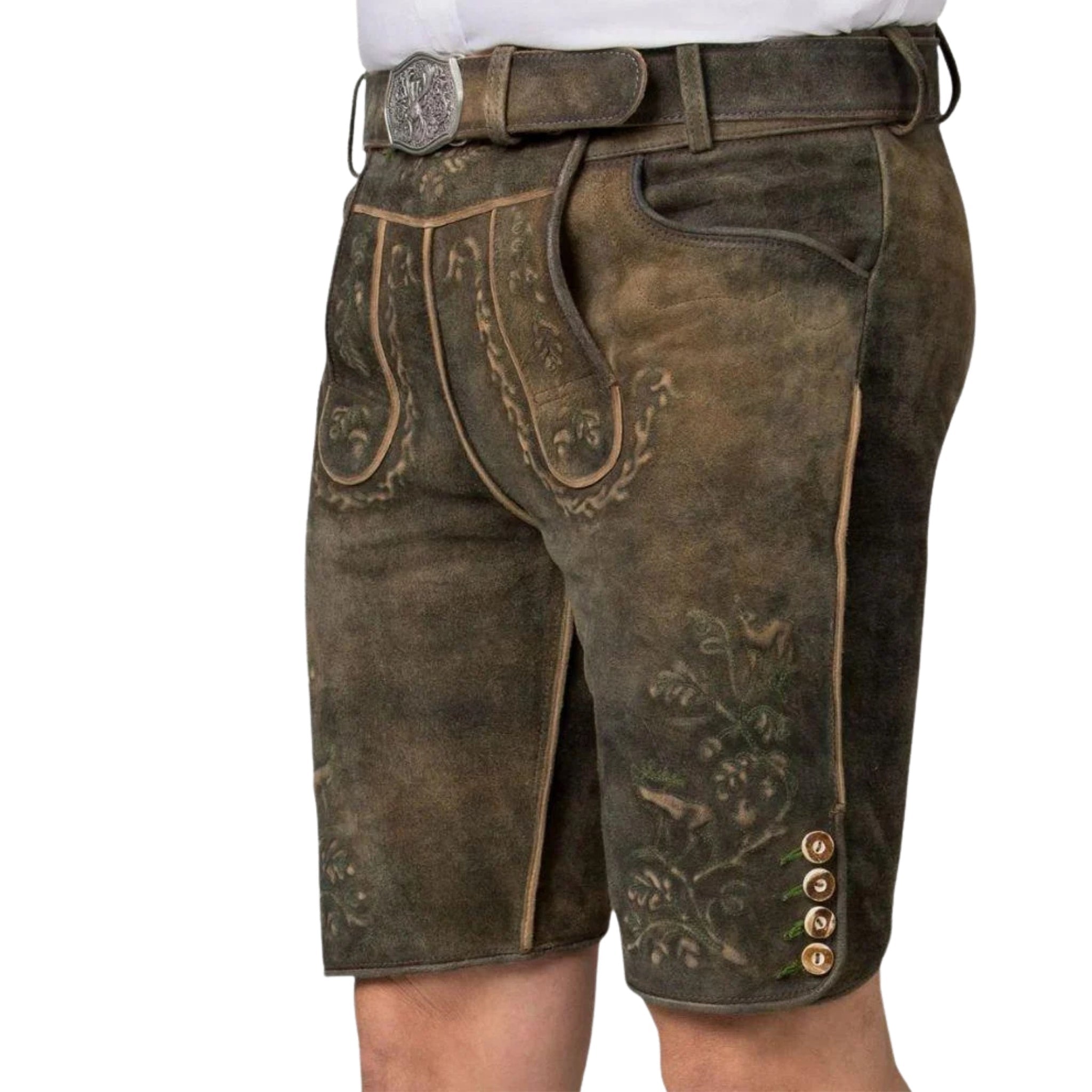 Men's Genuine Leather Lederhosen | Bavarian Shorts - Alpine Dirndl