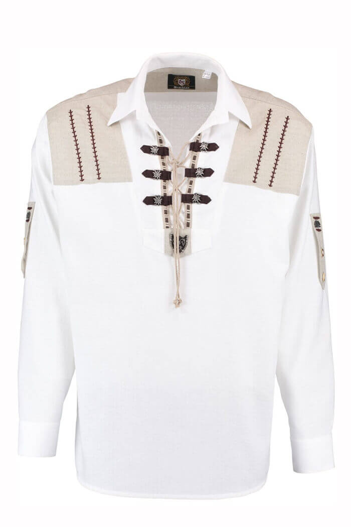 Redwood Forest White Lederhosen Shirt for Men - Alpine Dirndl