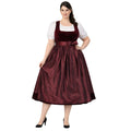 Plus Size Burgundy Velvet Dirndl Dress – Bavarian Midi Tracht for Oktoberfest 2026