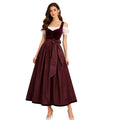 Burgundy Velvet Dirndl Maxi Dress – All-Burgundy Monochrome Bavarian Tracht for Oktoberfest 2026