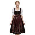 Dirndl Dress Wine Red Velvet Embroidered