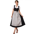 Black Loden Dirndl Maxi Dress with Grey Embroidered Apron – Authentic Tyrolean Tracht for Oktoberfest 2026