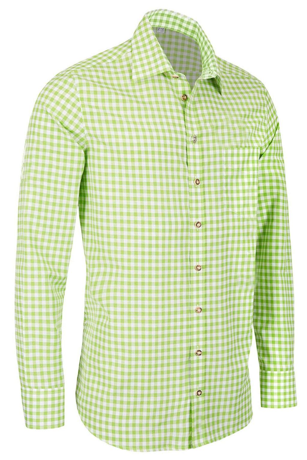 Slim Fit Green Lederhosen Shirt for Men - Alpine Dirndl
