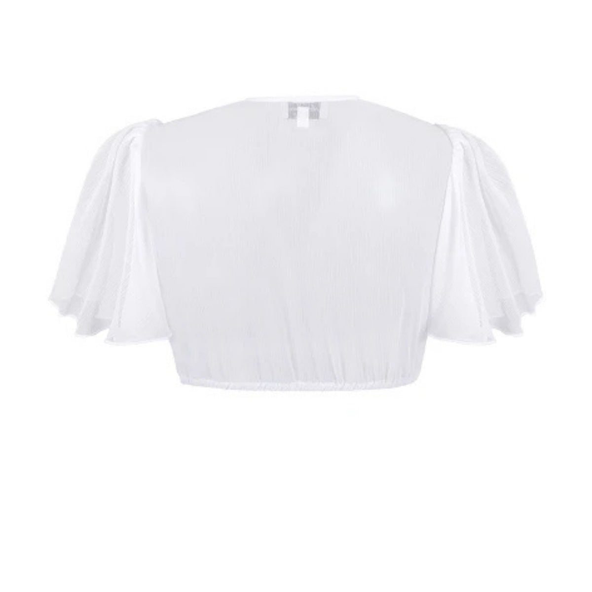 White Dirndl Blouse – V-Neck Puff Sleeve Bavarian Crop Top - Alpine Dirndl